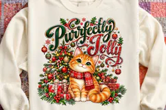 Purrrfectly Jolly Cute Christmas Cat Holiday Design Product Image 4