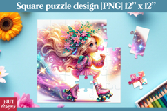Roller Girl Kids puzzle Spring fashion girl Puzzle printable Product Image 1