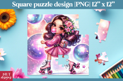 Roller Girl Kids puzzle Spring fashion girl Puzzle printable Product Image 1