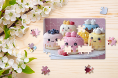 Jigsaw Puzzle Mockup Template on light spring background Product Image 2