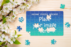 Jigsaw Puzzle Mockup Template on light spring background Product Image 3