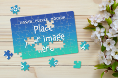 Jigsaw Puzzle Mockup Template on light spring background Product Image 4