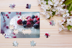 Jigsaw Puzzle Mockup Template on light spring background Product Image 2