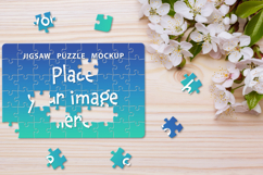 Jigsaw Puzzle Mockup Template on light spring background Product Image 4