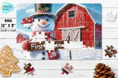 Christmas red barn| Christmas Kids Puzzles Sublimation Product Image 1