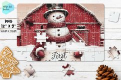 Christmas red barn| Christmas Kids Puzzles Sublimation Product Image 1