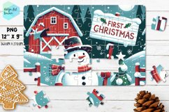 Christmas red barn| Christmas Kids Puzzles Sublimation Product Image 1