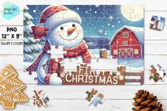 Christmas red barn| Christmas Kids Puzzles Sublimation Product Image 1