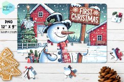 Christmas red barn| Christmas Kids Puzzles Sublimation Product Image 1