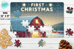 Christmas red barn| Christmas Kids Puzzles Sublimation Product Image 1