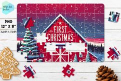Christmas red barn| Christmas Kids Puzzles Sublimation Product Image 1