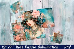 Girl Puzzle Design. Young woman Puzzle Sublimation Product Image 1
