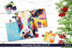 Cute Cow Puzzle PNG | Bright Animal Sublimation Product Image 1