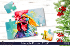 Rooster Printable Puzzle PNG | Colorful Farm Animal Product Image 1