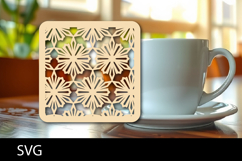 Lasercut Coasters ornament, Coffee coaster snowflake svg Product Image 1