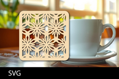 Lasercut Coasters ornament, Coffee coaster snowflake svg Product Image 1