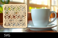 Lasercut Coasters ornament, Coffee coaster snowflake svg Product Image 1