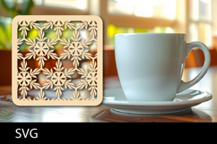 Lasercut Coasters ornament, Coffee coaster snowflake svg Product Image 1