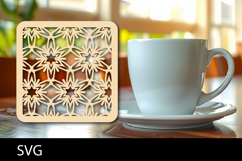 Lasercut Coasters ornament, Coffee coaster snowflake svg Product Image 1