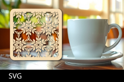 Lasercut Coasters ornament, Coffee coaster snowflake svg Product Image 1