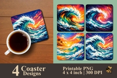 Summer Rolling Wave Coaster Sublimation Design Product Image 1