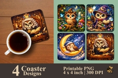 Cute Owl Collection Coaster Sublimation Design Product Image 1