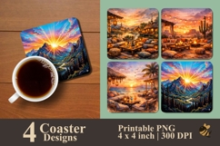 Sunset Art Coaster Sublimation Design Product Image 1