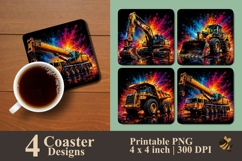 Constructive Vehicle Collection Coaster Sublimation Designs Product Image 1