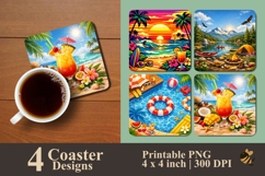 Summer Holiday Coaster Sublimation Design Product Image 1