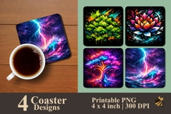 Aurora Flora Coaster Sublimation Design Product Image 1