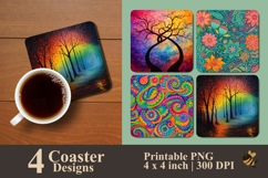 Rainbow Harmony Coaster Sublimation Design Product Image 1