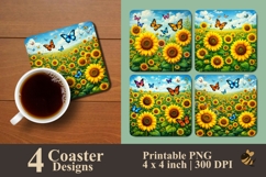 Sunflower Morning Coaster Sublimation Designs Product Image 1