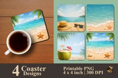 Summer Vibes Collection Coaster Sublimation Design Product Image 1
