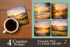 Scenic Pads Coaster Sublimation Design Product Image 1