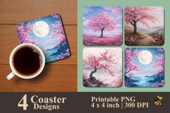 Cherry Blossom Dreams Coaster Sublimation Design Product Image 1