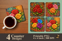 Rose Batik Elegance Coaster Sublimation Design Product Image 1