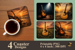 Acoustic Guitar Collection Coaster Sublimation Designs Product Image 1