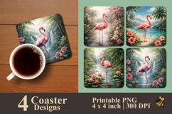 Tropical Flamingo Paradise Coaster Sublimation Design Product Image 1