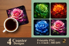 Colorful Rose Coaster Sublimation Designs Product Image 1