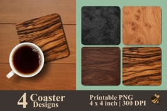 Rustic Wood Coaster Sublimation Design Product Image 1
