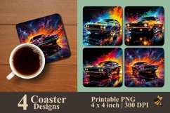 Retro Car Splash Coaster Sublimation Designs Product Image 1