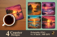 Seaside Sunset Coaster Sublimation Designs Product Image 1