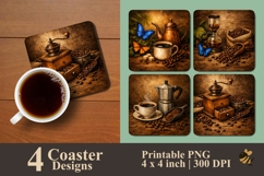 Vintage Coffee Brewing Coaster Sublimation Designs Product Image 1
