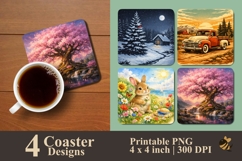 Seasons of Life Set Coaster Sublimation Design Product Image 1