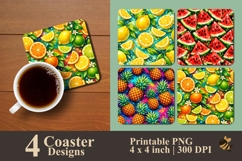 Summer Fruit Coaster Sublimation Design Product Image 1
