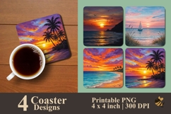 Ocean Twilight Collection Coaster Sublimation Designs Product Image 1