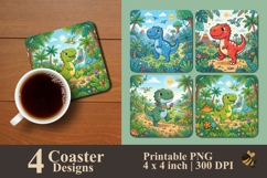 Dinosaur Jungle Adventure Coaster Sublimation Design Product Image 1