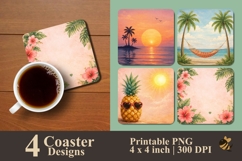 Summer Paradise Collection Coaster Sublimation Design Product Image 1