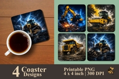 Cool Heavy Construction Machine Coaster Sublimation Designs Product Image 1