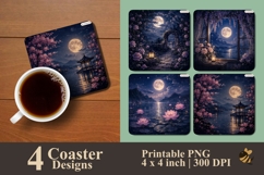 Sakura moonlit Collection Coaster Sublimation Designs Product Image 1